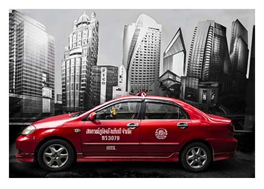 Röd taxi Thailand 70 x 50 